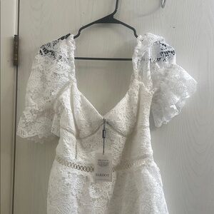 Bardot Cream Lace Wedding Dress